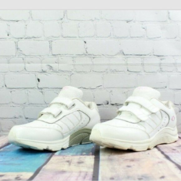 Apex White Leather Double Strap Comfort Walking Sneakers Size 11 W - Picture 2 of 9